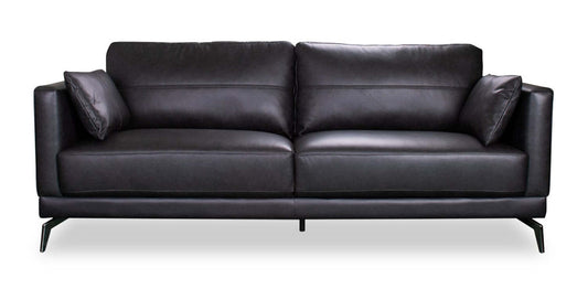Melrose 84,5 po en cuir véritable de qualité supérieure avec pattes en métal - noir | Sofa Melrose 84.5 en cuir véritable de qualité supérieure avec pattes en métal - noir