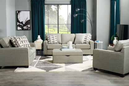 Made in Canada Sawyer 57 Linen-Look Fabric Loveseat with Reversible Cushions and Accent Pillows - Light Grey | Causeuse Sawyer de 57 po fabriquée au Canada en tissu d’apparence lin avec coussins réversibles et coussins décoratifs - gris clair