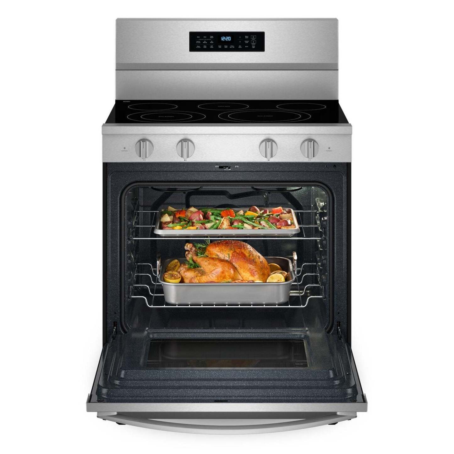 Cuisinière électrique Whirlpool de 30 po et de 5,3 pi3 avec friture à air sans préchauffage - acier inoxydable - YWFES7030SZ | Whirlpool 30 5.3 Cu. Ft. Electric Range with No Preheat Air Fry - Stainless Steel - YWFES7030SZ