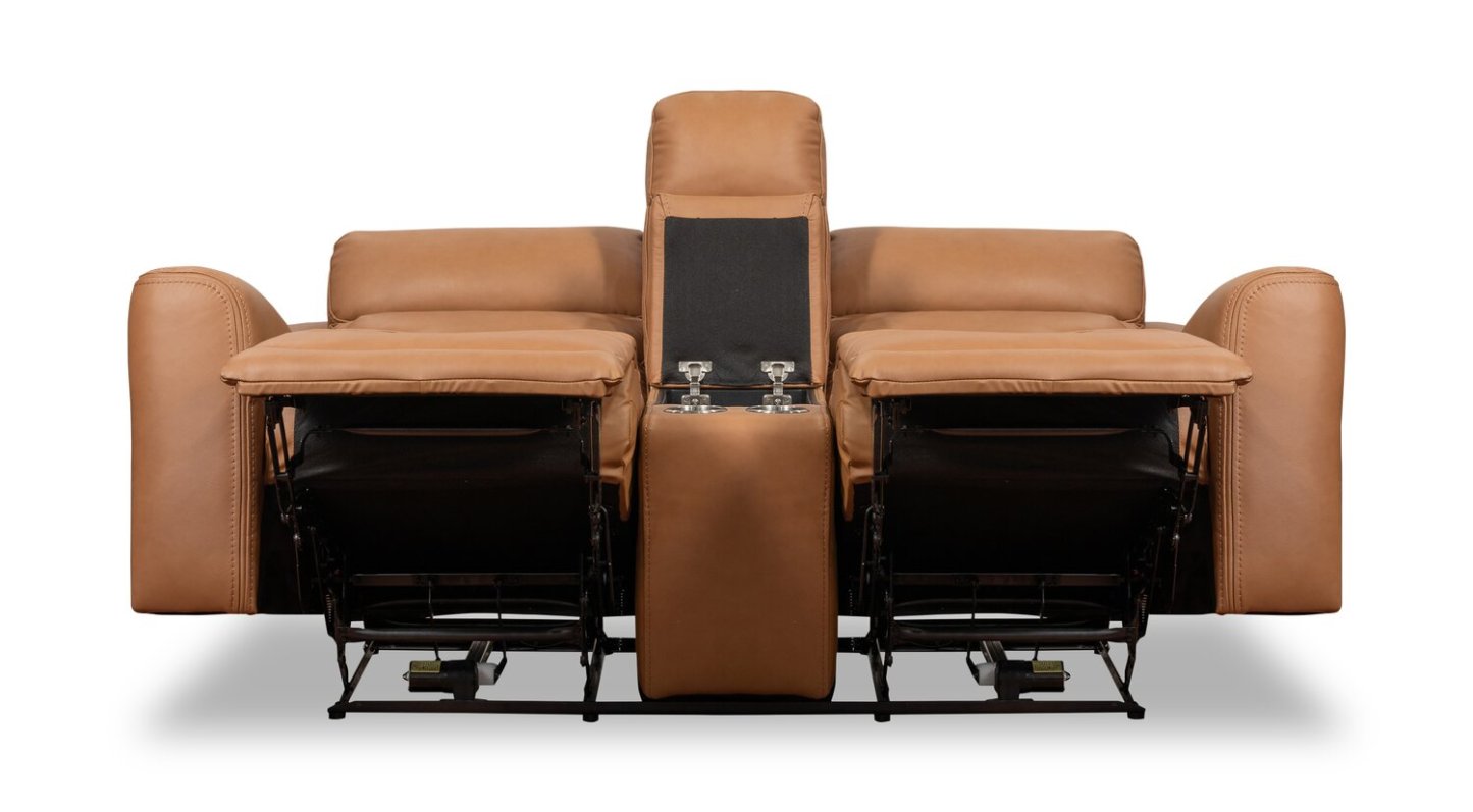Scott Living Prescott 79 Genuine Leather Power Reclining Loveseat with Power Headrests - Butternut Brown | Causeuse à inclinaison électrique Prescott de Scott Living de 79 po en cuir véritable avec appuie-têtes électriques - brun courge musquée