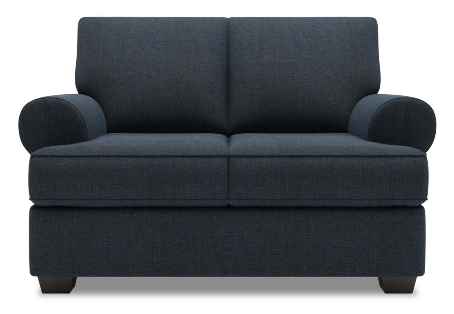 Fabriqué au Canada Causeuse personnalisable Roll de Sofa Lab de 64 po en tissu d'apparence lin avec accoudoirs enroulés - bleu Luna Sailor | RO202491