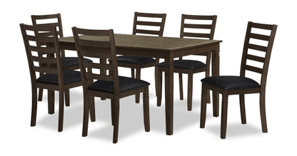 Devon 7pc Dining Set with Table & 6 Chairs - 60W, Wood  - Dark Brown | Ensemble de salle à manger Devon 7 pièces avec table et 6 chaises - 60 po (L), bois - brun foncé