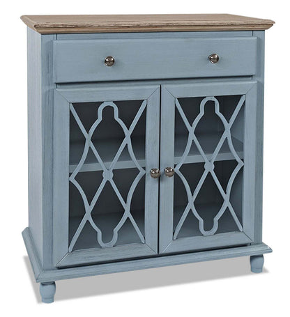 Armoire décorative Carmine 31 avec portes en verre - Bleu|Armoire décorative Carmine de 31 po avec portes en verre - bleue