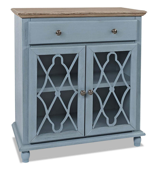 Armoire décorative Carmine 31 avec portes en verre - Bleu|Armoire décorative Carmine de 31 po avec portes en verre - bleue