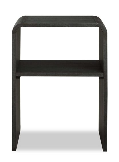 Table de chevet Odin avec étagère de rangement, 18 L x 25,75 H - Noir | Table de nuit Odin de 18 po (l) x 25,75 po (H) avec tablette de rangement - noire