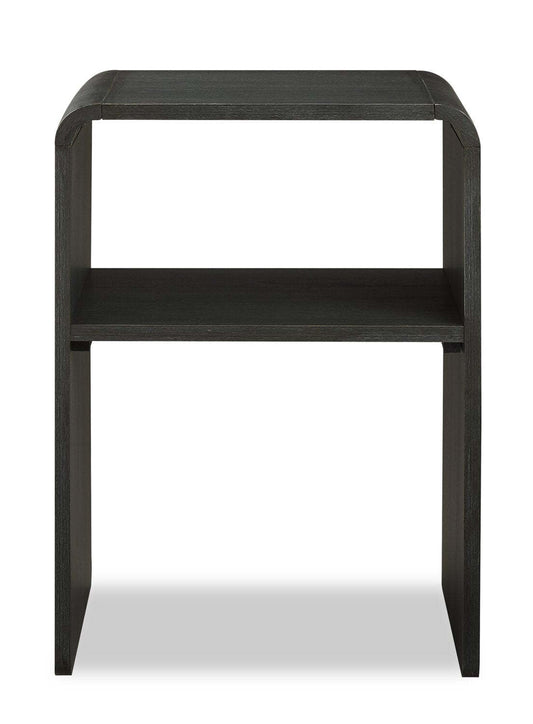 Table de chevet Odin avec étagère de rangement, 18 L x 25,75 H - Noir | Table de nuit Odin de 18 po (l) x 25,75 po (H) avec tablette de rangement - noire