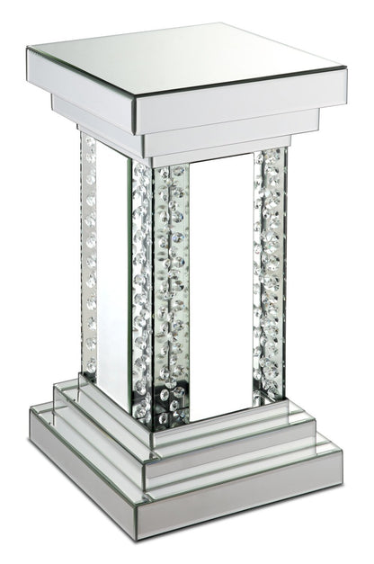 Lisa 12 Mirrored Accent Table with Crystals - Silver|Table d'appoint Lisa de 12 po en miroir avec cristaux - argentée