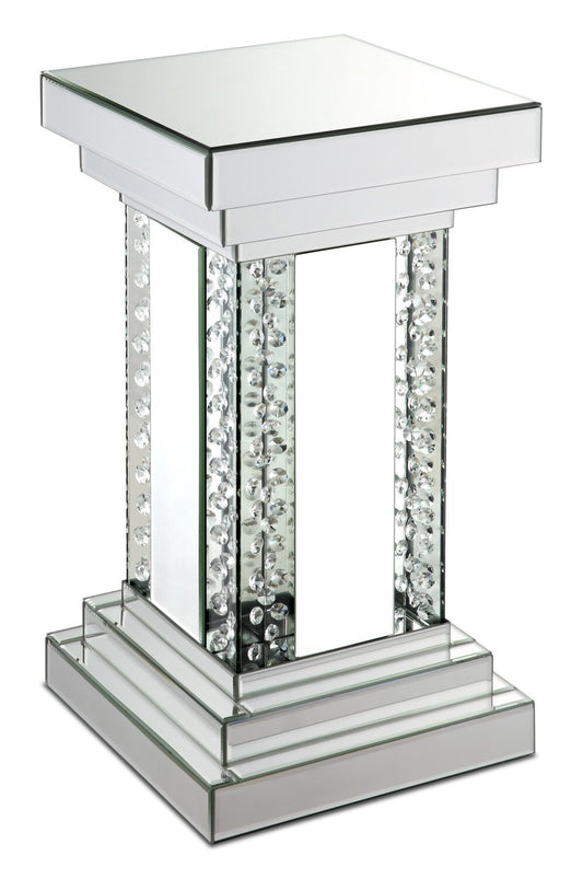 Lisa 12 Mirrored Accent Table with Crystals - Silver|Table d'appoint Lisa de 12 po en miroir avec cristaux - argentée