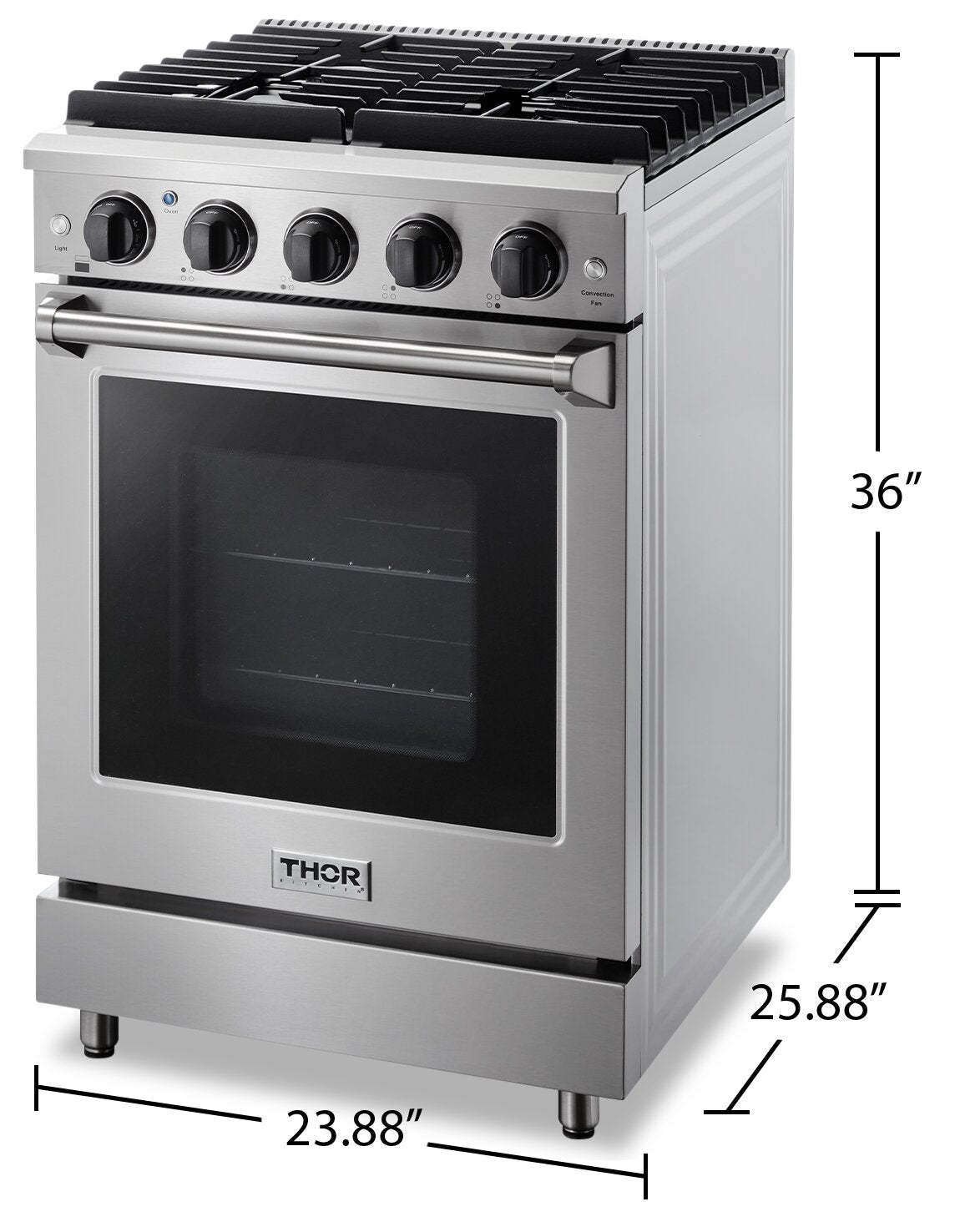 Thor Kitchen 24 3.7 Cu. Ft. Freestanding Gas Range - LRG2401  | Cuisinière amovible à gaz 24 po Thor Kitchen de 3,7 pi³ - LRG2401  | LRG2401S