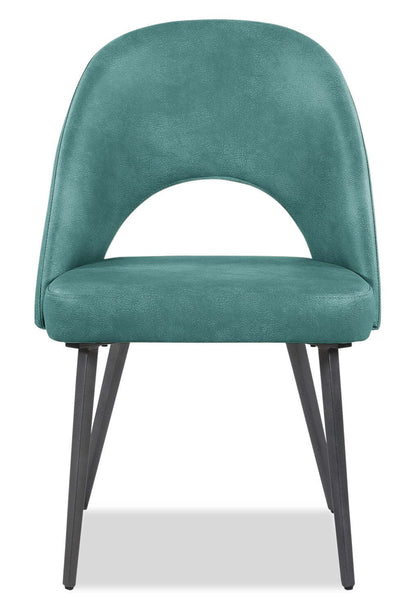 Chaise de salle à manger Bay de Kort & Co. en tissu de cuir végétalien et en métal - turquoise