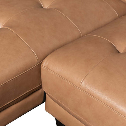 Sectionnel Edge 2 pièces en cuir véritable orienté vers la gauche avec pieds en bois et coussins de dossier amovibles - Brun | Canapé sectionnel gauche Edge 2 pièces en cuir avec pieds en bois et coussins de dossier véritable amovibles - brun