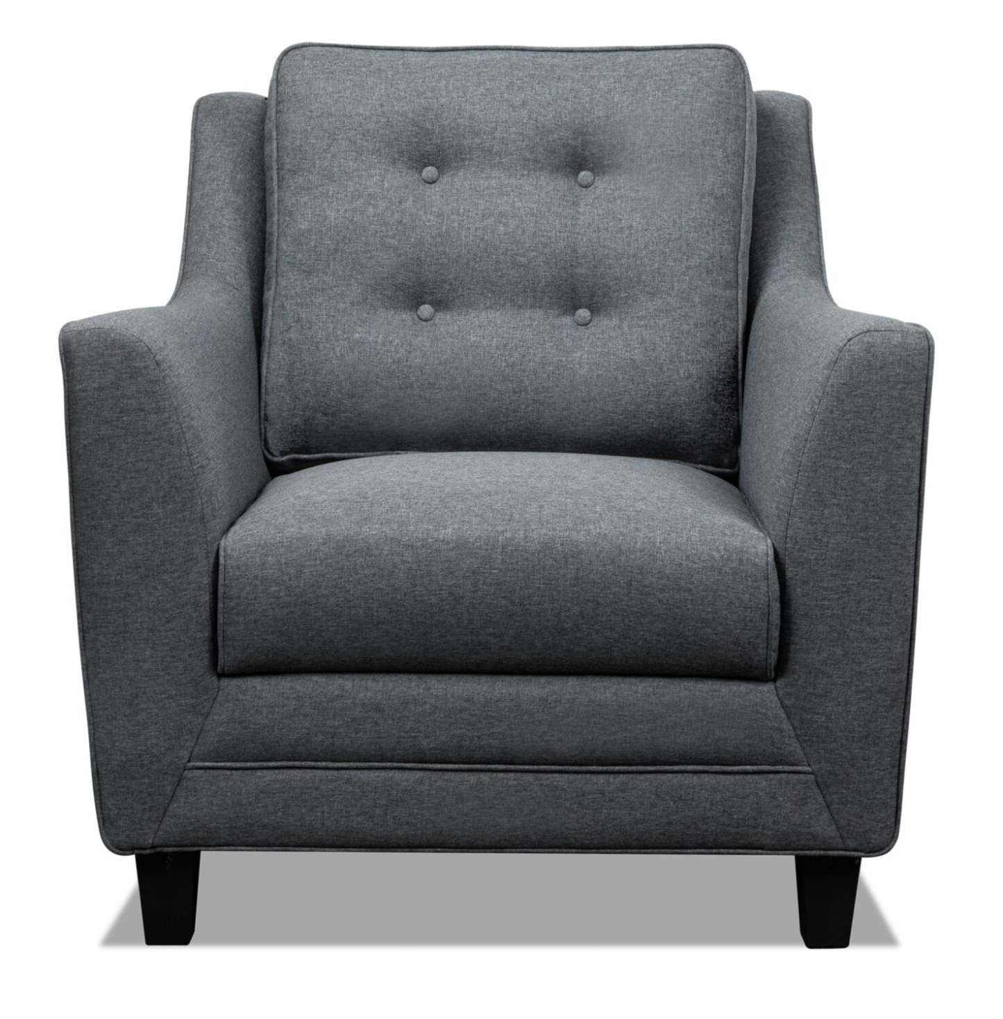 Chaise Novalee 35 en tissu d'apparence lin avec accoudoirs évasés et capitonnage de boutons - Gris | Fauteuil Novalee de 35 po en tissu d'apparence lin avec accoudoirs évasés et capitonnage à boutons - gris