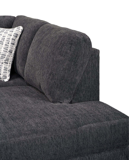 Canapé sectionnel de droite Morgan 2 pièces fabriqué au Canada en tissu de chenille avec coussins décoratifs - gris