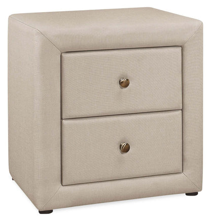 Table de nuit rembourrée à 2 tiroirs Zara, 20,5 L x 20,75 H - Beige | Table de nuit rembourrée Zara de 20,5 po (l) x 20,75 po (H) à 2 tiroirs - beige