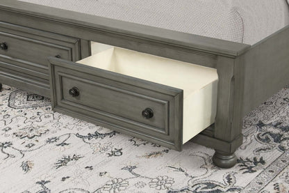 Lit plateforme de rangement Chelsea gris avec tête de lit et cadre de lit - format très grand lit | Chelsea Platform Storage Bed with Headboard & Frame, Grey - King Size