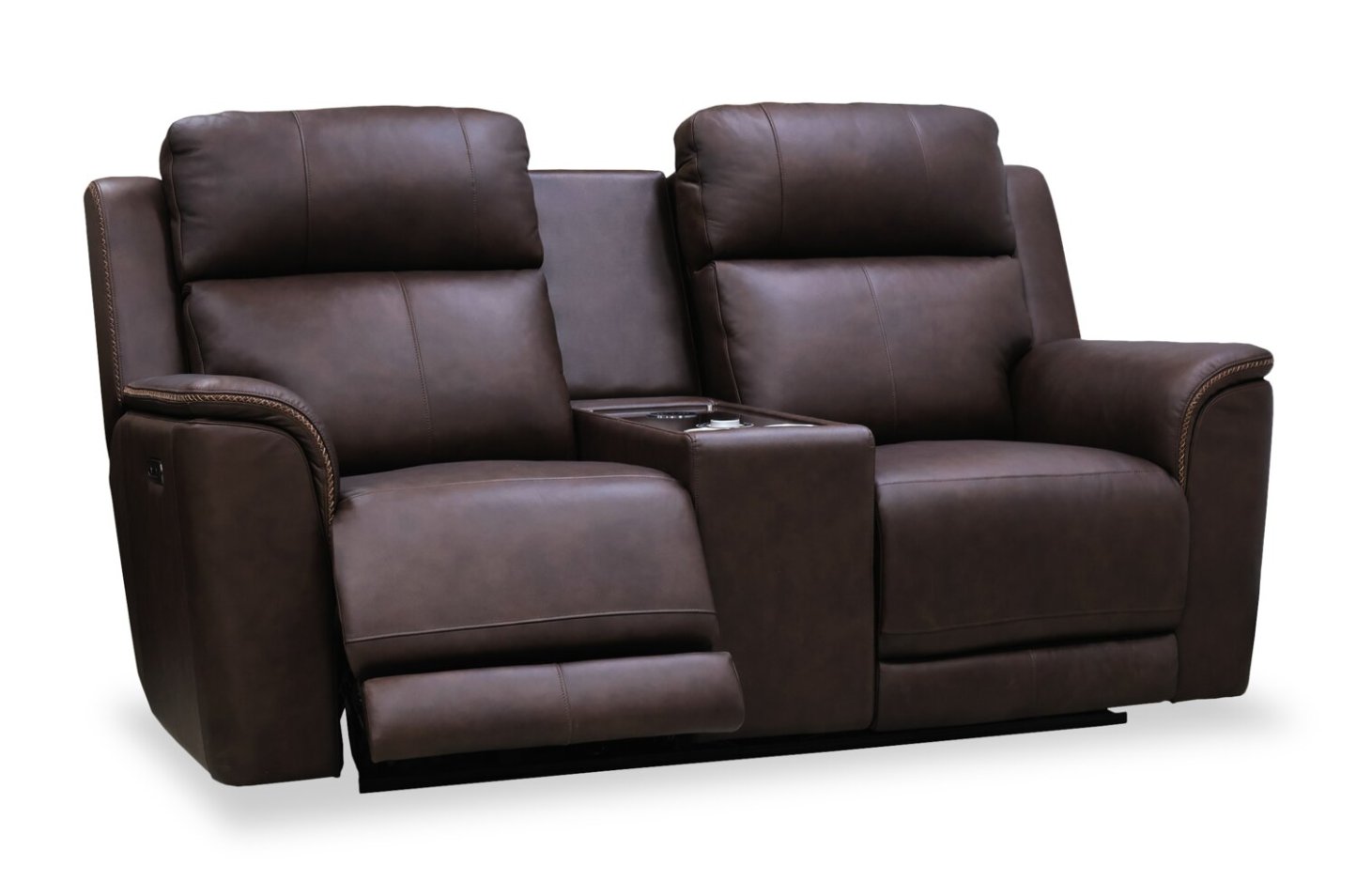 Vibe 76 Genuine Leather Massage Power Reclining Loveseat with Immersive Audio and Power Headrests - Brown | Causeuse de massage à inclinaison électrique Vibe de 76 po en cuir véritable avec son immersif et appuie-têtes électriques - brune