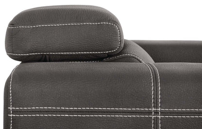 Fauteuil Drake de 41,5 po en tissu de suédine avec pouf rétractable et appuie-têtes relevables - gris ciment