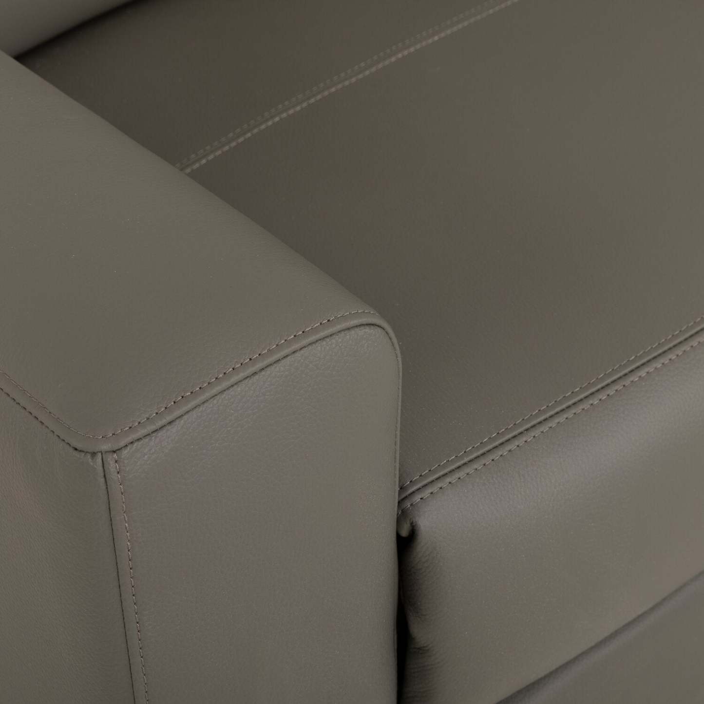 Sofa sectionnel de droite à inclinaison électrique Valentino 3 pièces en cuir véritable avec appuie-têtes réglables - gris