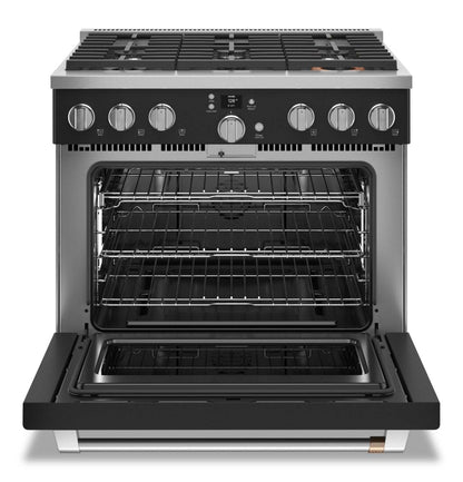 Cuisinière intelligente à gaz Café de 6,2 pi³ avec convection européenne véritable et grilles autone… - Noir mat - …