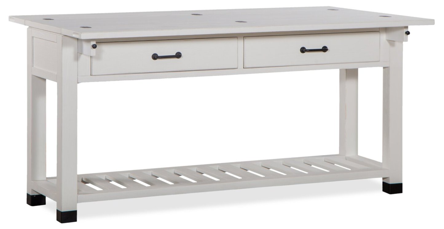 Harper 60 Modern Sofa Table with Storage and Shelf - White Pine|Table de salon moderne Harper de 60 po avec rangement et tablette - pin blanc