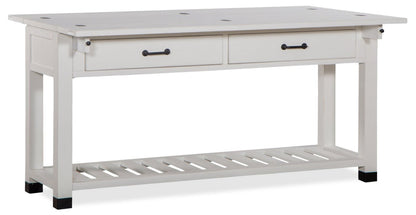 Harper 60 Modern Sofa Table with Storage and Shelf - White Pine|Table de salon moderne Harper de 60 po avec rangement et tablette - pin blanc