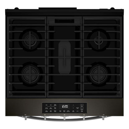 Cuisinière à gaz Whirlpool de 30 po et de 5 pi³ avec cuisson à air - noir sur acier inoxydable - WSGS5030SV | Tourbillon 30 5 Cu. Fort. Cuisinière à gaz avec cuisson à l'air - Noir sur acier inoxydable - WSGS5030SV
