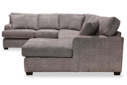 Sofa sectionnel de droite Luxe 3 pièces fabriqué au Canada en tissu avec coussins amovibles - gris colombe Zaftig