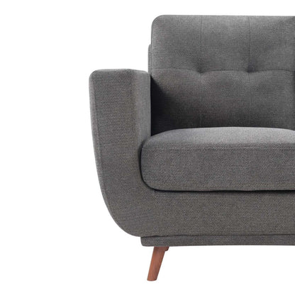 Causeuse en tissu Cosmo 57 avec coussins de dossier capitonnés - Charbon | Causeuse Cosmo de 57 po en tissu avec coussins de dossier capitonnés - anthracite