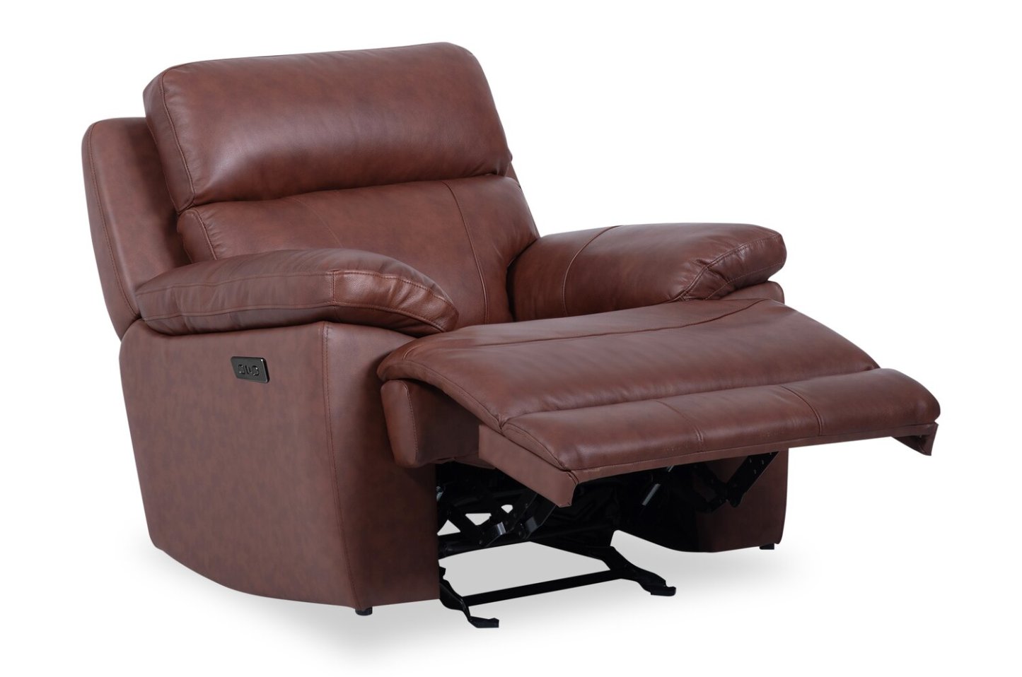 Fauteuil à inclinaison électrique Sorrento 42 en cuir véritable avec port USB - Madrid brique brun | Fauteuil inclinable électrique Sorrento de 42 po en cuir avec véritable port USB - brun brique de Madrid