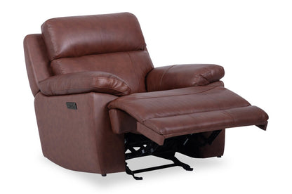 Fauteuil à inclinaison électrique Sorrento 42 en cuir véritable avec port USB - Madrid brique brun | Fauteuil inclinable électrique Sorrento de 42 po en cuir avec véritable port USB - brun brique de Madrid