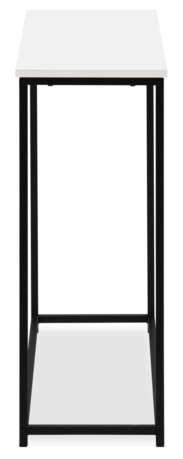 Alma 31.5 Modern Sofa Table - White with Black Metal Frame|Table de salon moderne Alma de 31,5 po - blanche avec armature en métal noir