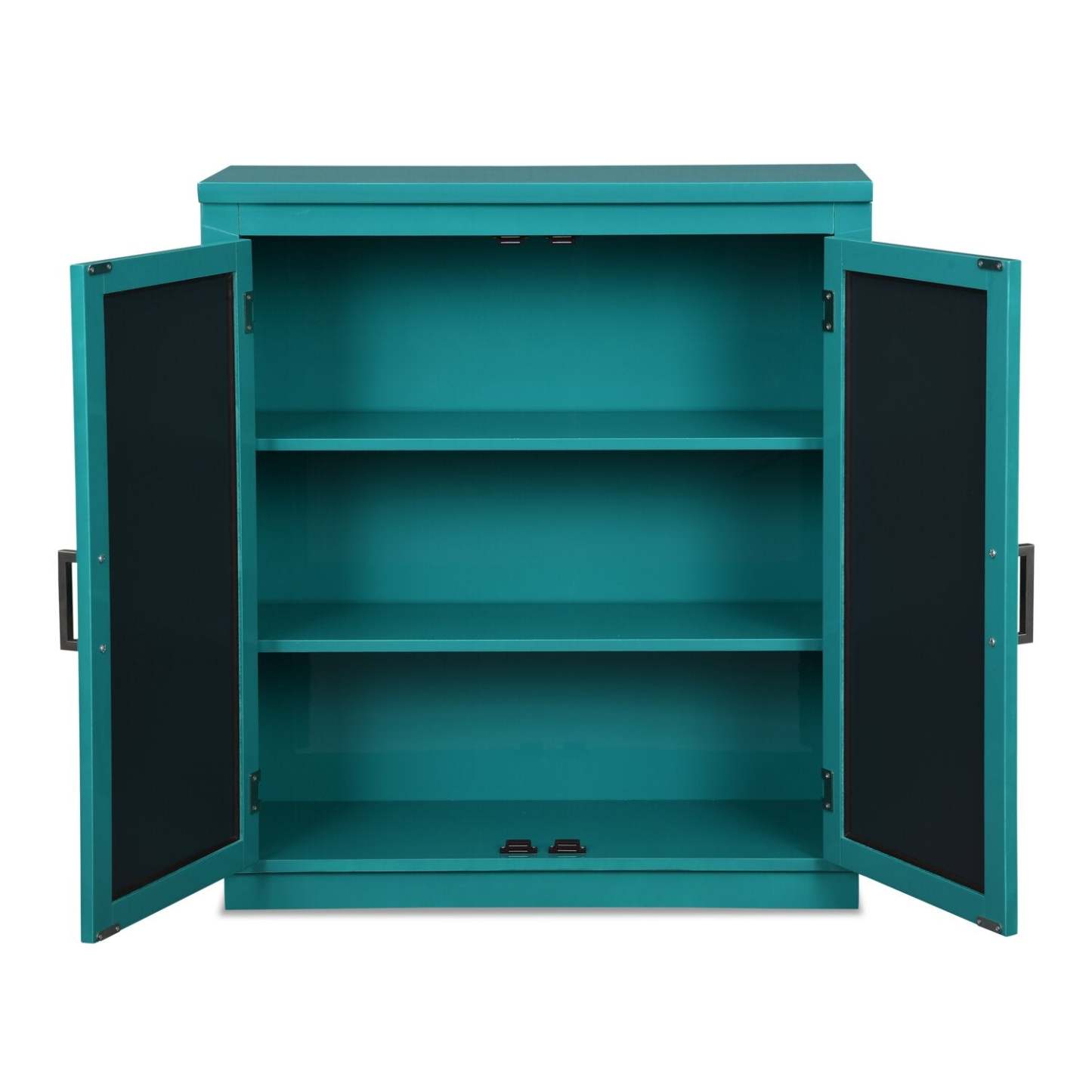 Darci 31.5 Armoire d'appoint avec portes miroir - Bleu|Armoire décorative Darci de 31,5 po avec portes en miroir - bleue