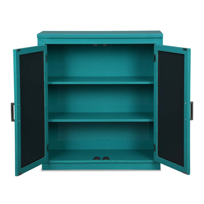Darci 31.5 Armoire d'appoint avec portes miroir - Bleu|Armoire décorative Darci de 31,5 po avec portes en miroir - bleue