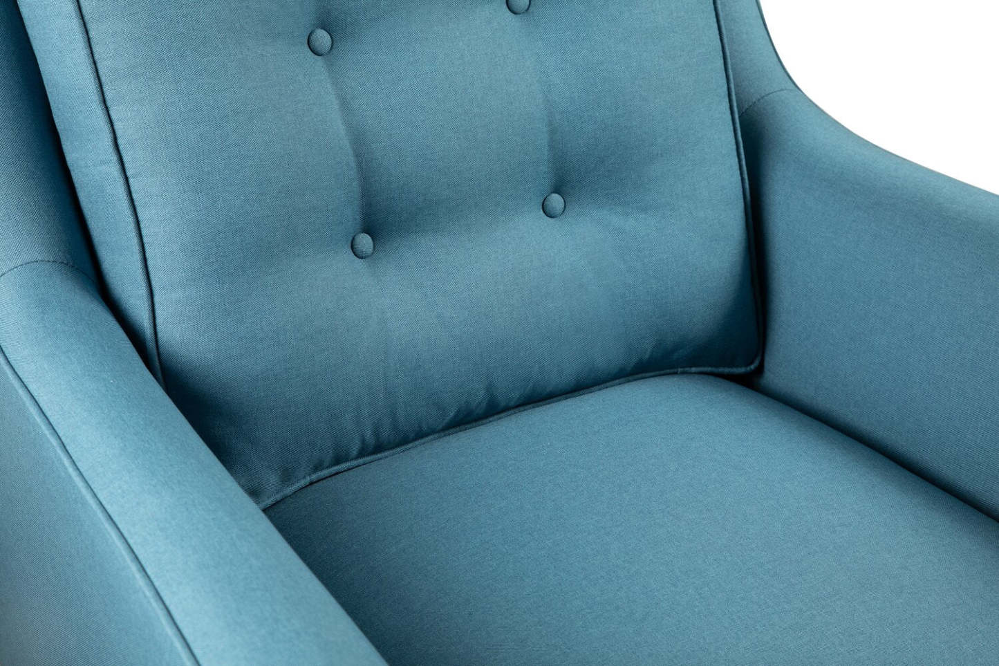 Chaise Novalee 35 en tissu d'apparence lin avec accoudoirs évasés et capitonnage de boutons - Bleu | Fauteuil Novalee de 35 po en tissu d'apparence lin avec accoudoirs évasés et capitonnage à boutons - bleu