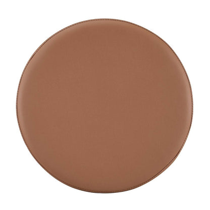 Manitoba 18 Round Storage Ottoman - Brown Faux Leather|Pouf de rangement rond Manitoba de 18 po - similicuir brun