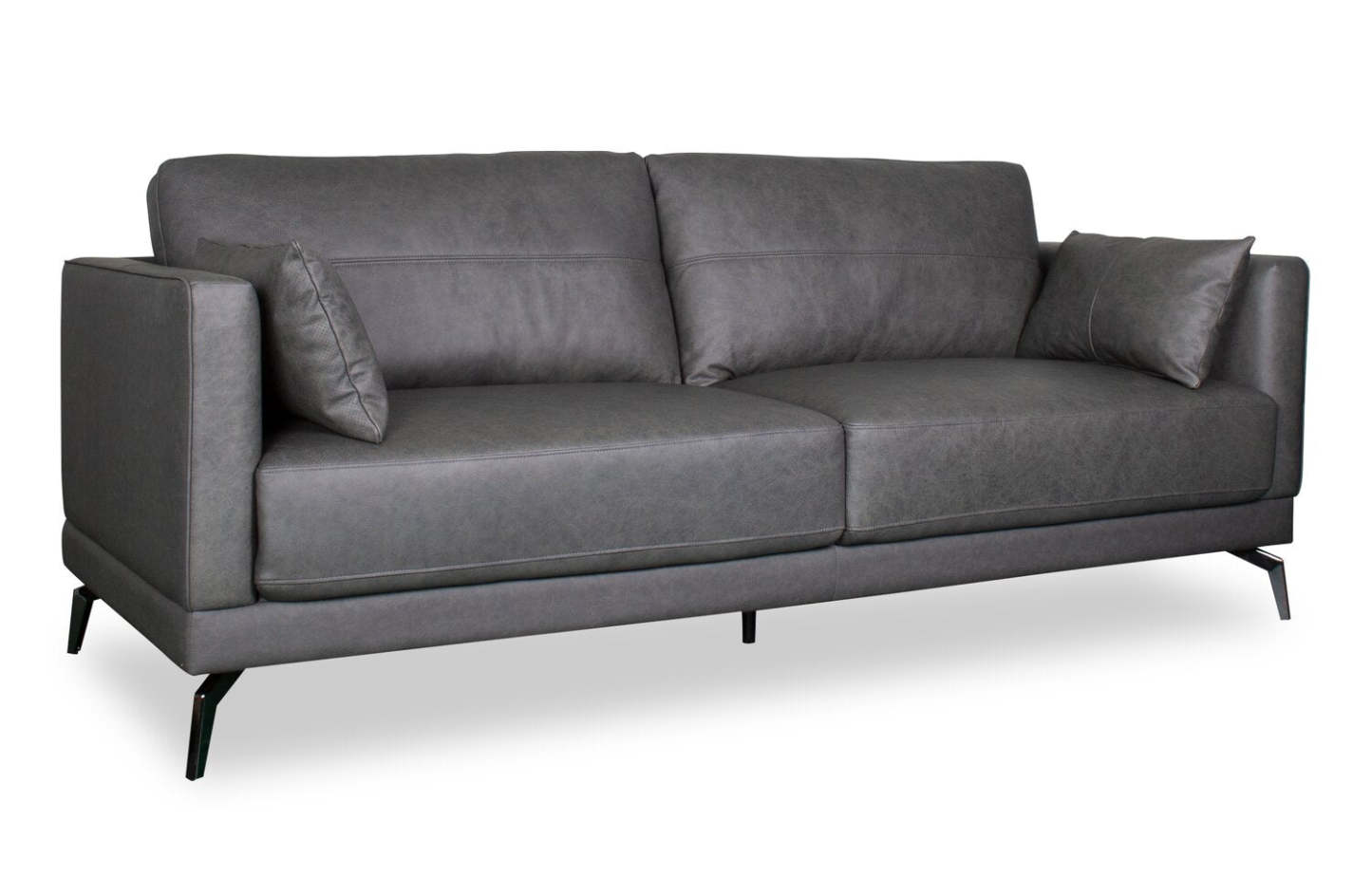 Melrose 84,5 po en cuir de qualité supérieure avec pattes en métal - véritable gris | Canapé Melrose 84,5 Top-Grain en cuir avec pattes en métal - véritable gris