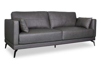 Melrose 84,5 po en cuir de qualité supérieure avec pattes en métal - véritable gris | Canapé Melrose 84,5 Top-Grain en cuir avec pattes en métal - véritable gris