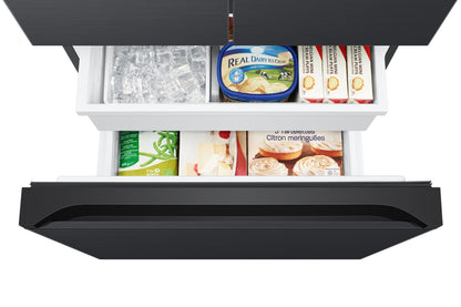 Réfrigérateur Samsung de 33 po et de 17,5 pi³ à portes françaises de profondeur - noir caviar mat - RF18A5101MT/AA | Samsung 33 17,5 Cu. Fort. Réfrigérateur à portes françaises à profondeur de comptoir - Noir caviar mat - RF18A5101MT/AA