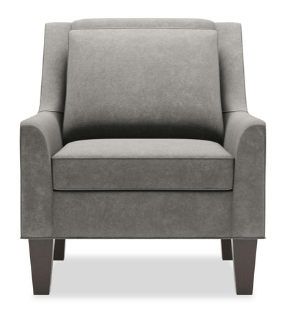 Fauteuil d'appoint club Sofa Lab personnalisable en tissu de velours 29 po avec pattes en bois - gris Platinum Grey | CLUB3588