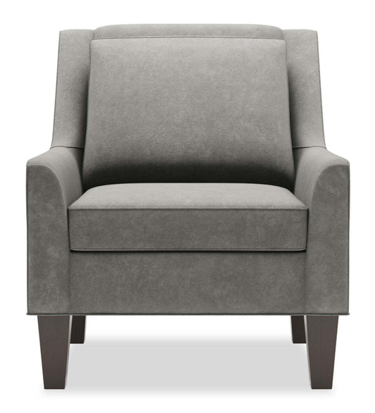 Fauteuil d'appoint club Sofa Lab personnalisable en tissu de velours 29 po avec pattes en bois - gris Platinum Grey | CLUB3588
