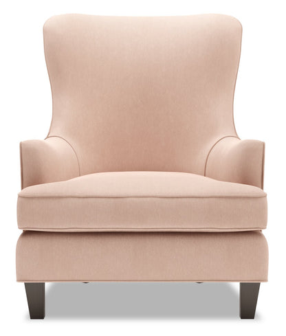Made in Canada Sofa Lab Fauteuil d’appoint à oreilles personnalisable 32 po en tissu d’apparence lin - rose Pax Rose | Fauteuil d’appoint à oreilles de Sofa Lab de 32 po fabriqué au Canada en tissu d’apparence lin - rose Pax Rose | WING3249