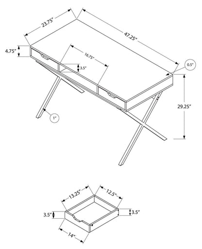 Flynn 47.25 Bureau d'aspect bois récupéré avec 2 tiroirs - Espresso|Bureau Flynn de 47,25 po d'apparence bois recyclé à 2 tiroirs - espresso