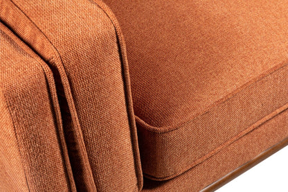 Sofa Kassia de Kort & Co. de 90,6 po en tissu d’apparence lin avec base et pattes en bois - orange