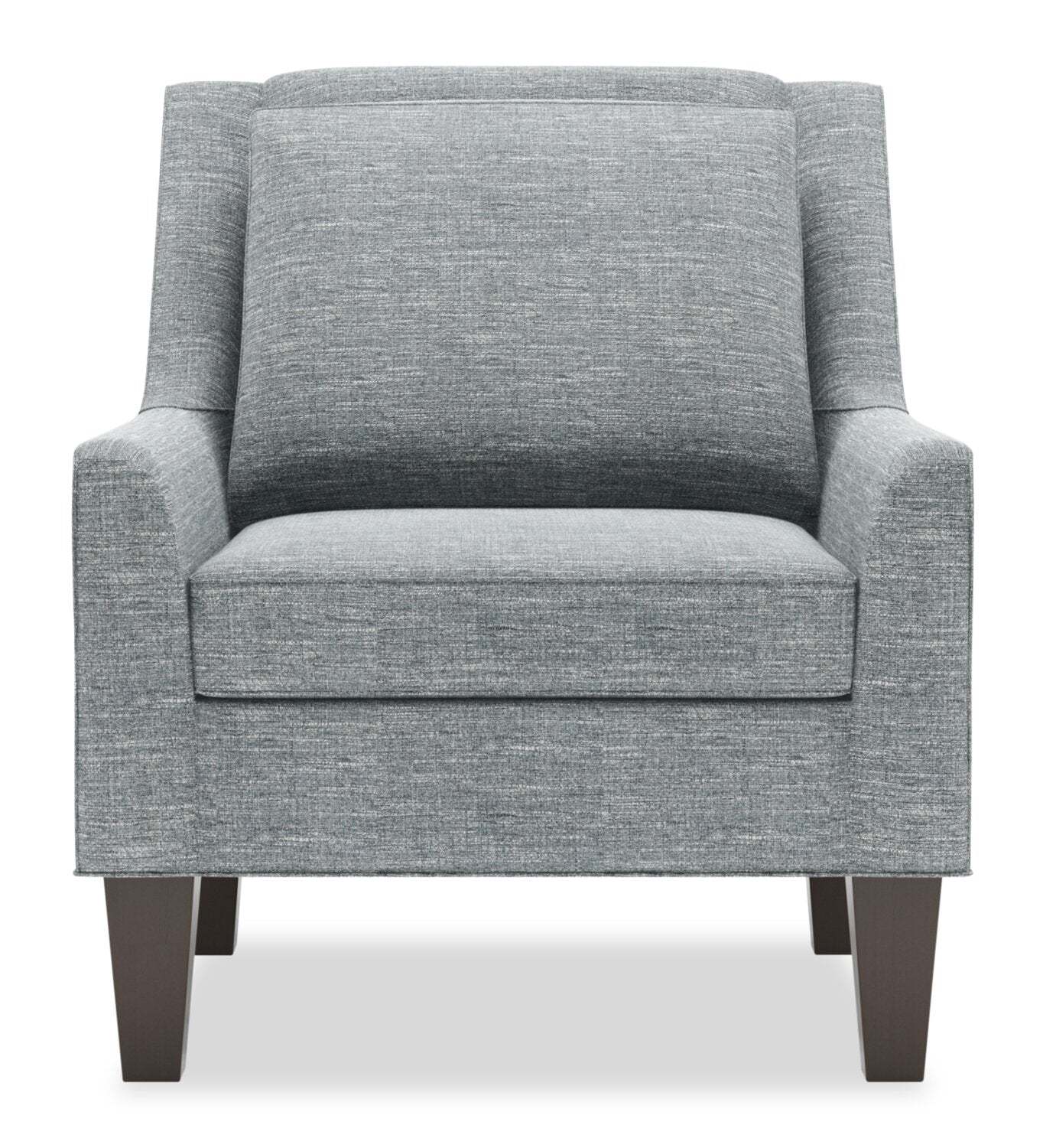 Fauteuil d’appoint club Sofa Lab personnalisable en tissu d’apparence lin avec pattes en bois - gris Luna Pewter fabriqué au Canada | CLUB2291