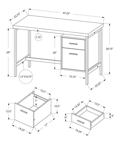 Lindsay 47.25 Office Desk with 2-Drawers - Taupe|Bureau Lindsay de 47,25 po à 2 tiroirs - taupe