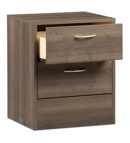 Table de nuit Arlo à 2 tiroirs, 18,3 po (L) x 22 po (H), fabriquée au Canada - gris-brun | Arlo Bedside 2-Drawer Nightstand, 18.3W x 22H, Made in Canada - Grey/Brown