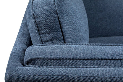 Fauteuil Kassia de Kort & Co. de 40,9 po en tissu d’apparence lin avec base et pattes en bois - bleu