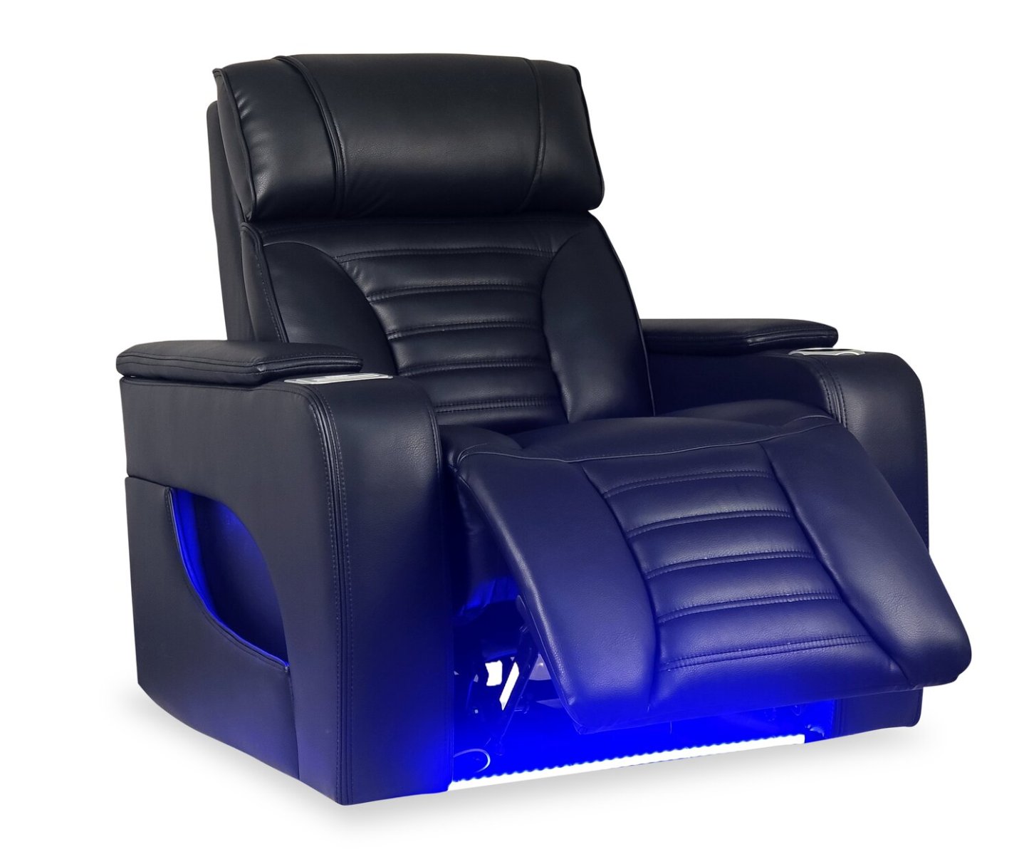 Fauteuil de massage à inclinaison électrique Zen de 40 po en tissu d'apparence cuir avec appuie-tête électrique et siège chauffant - noir