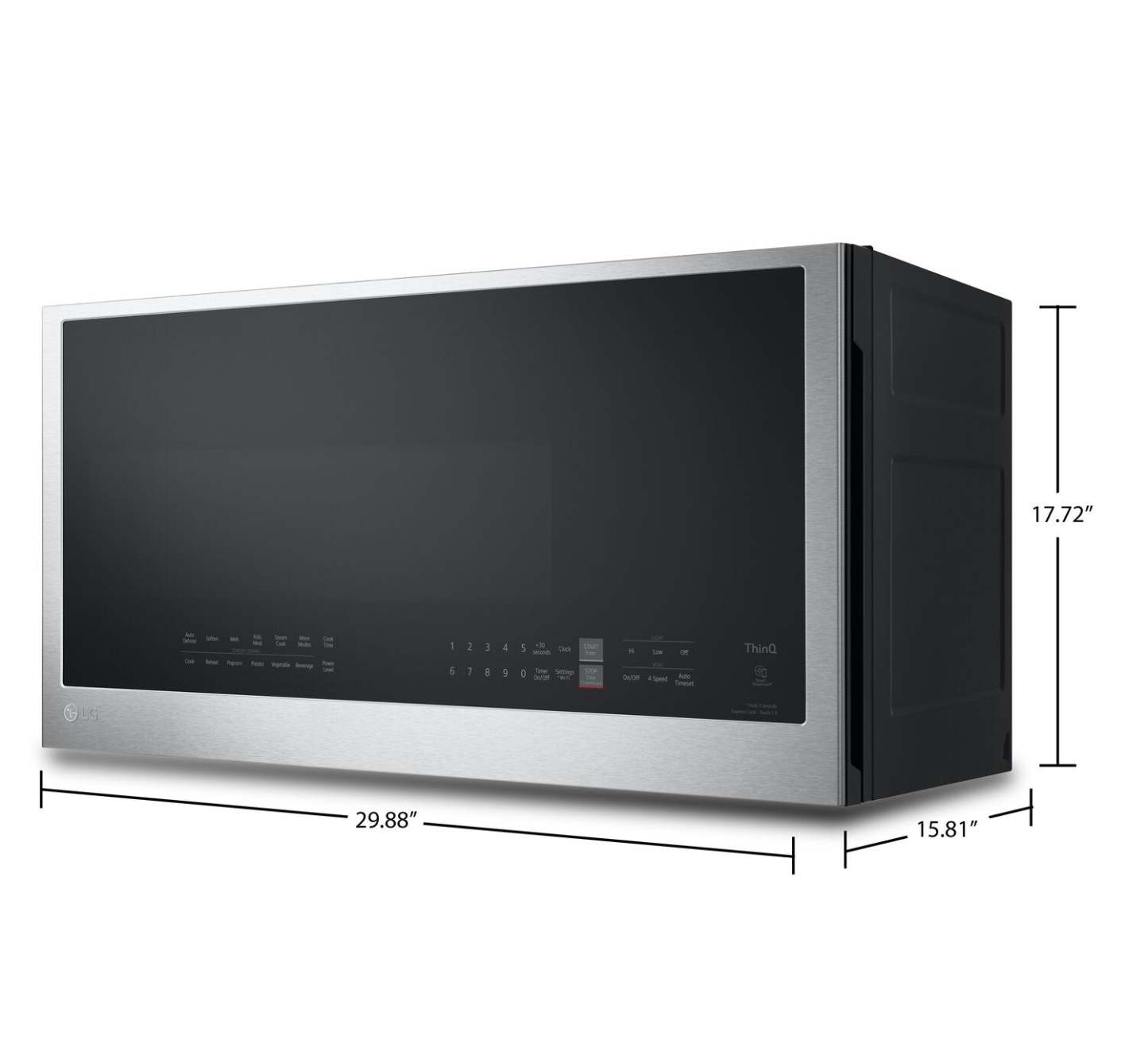 LG 2 Cu. Fort. Micro-ondes à grande portée avec EasyClean® et cuisson par capteur - Acier inoxydable anti-taches… | Quatre à micro-ondes à hotte intégrée LG de 2 pi³ avec EasyCleanMD et cuisson par capteur - acier inox…