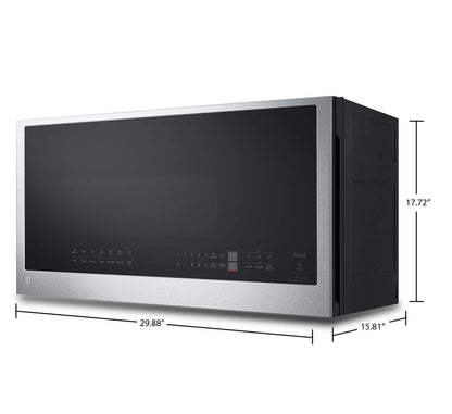 LG 2 Cu. Fort. Micro-ondes à grande portée avec EasyClean® et cuisson par capteur - Acier inoxydable anti-taches… | Quatre à micro-ondes à hotte intégrée LG de 2 pi³ avec EasyCleanMD et cuisson par capteur - acier inox…